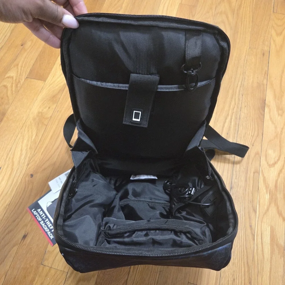 Duchamp London Anti-Theft Laptop Tablet Backpack Sleek Blue Black Design USB‎